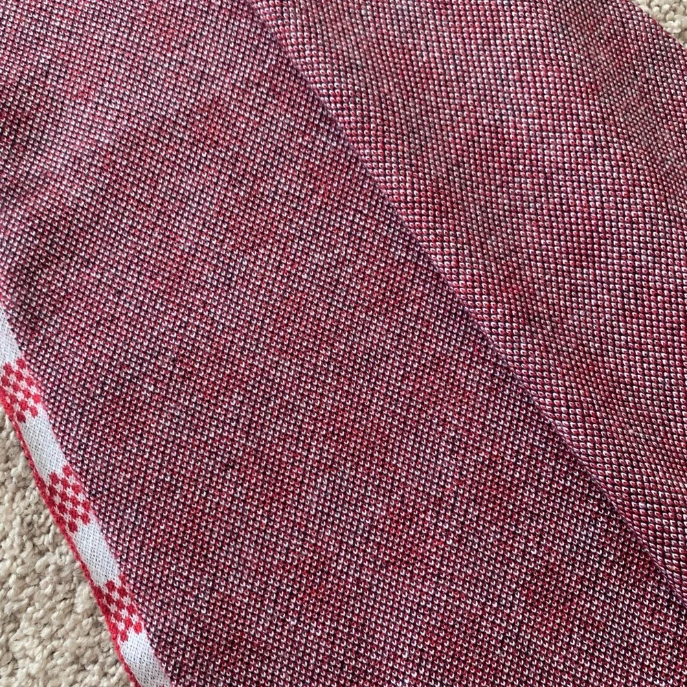 VENIROC Red/White Cashmere Checkered Long Scarf Farmhouse Teddy Bear Design